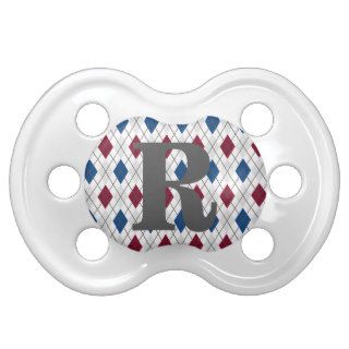 Darling Dapper Argyle Monogram Pacifier