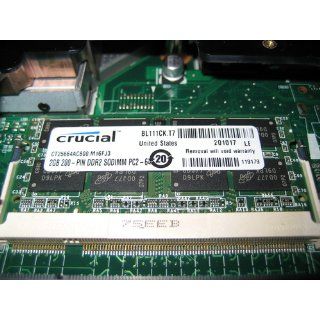 Crucial 2GB Single DDR2 800MHz (PC2 6400) CL6 SODIMM 200 Pin Notebook Memory Module CT25664AC800 Electronics