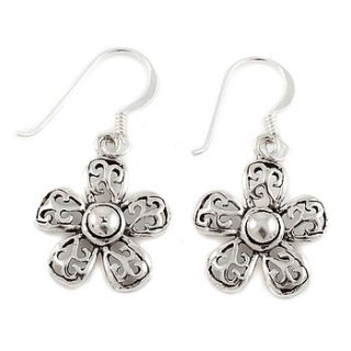 silver daisy flower earrings by charlotte's web
