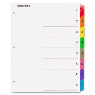 S.P. Richards Company Index Dividers with Table of Contents, 1 8, 8 Tabs Sheet Multi (SPR21901)  Binder Index Dividers 