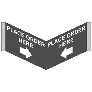 Place Order Here With Outward Arrow Sign NHE 9740Tri WHTonCHGRY  Business And Store Signs 