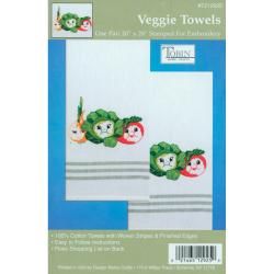 Stamped Kitchen Towels For Embroidery Veggie Embroidery & Crewel Kits