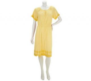 Liz Claiborne New York Short Sleeve Knit Dress with Embroidery —