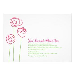 Abstract Pink Roses Wedding Invitation