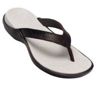 Crocs Womens Capri Flip Leather Sandals —