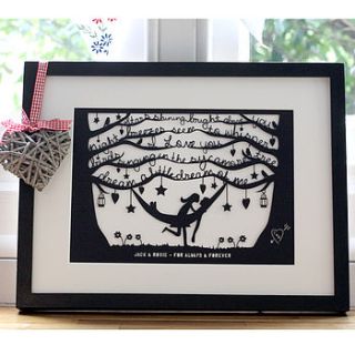 romantic hammock papercut or print by mimi & mae