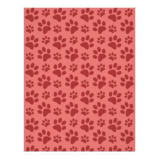 Coral pink dog paw print pattern custom letterhead
