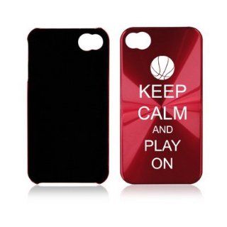 Apple iPhone 4 4S 4G Rose Red A1231 Aluminum Hard Back Case Cover Keep Calm and Play On Basketball Cell Phones & Accessories