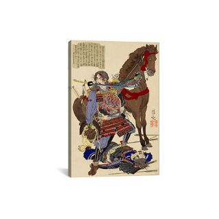 iCanvasArt Samurai with Naginata Japanese Woodblock Graphic Art on