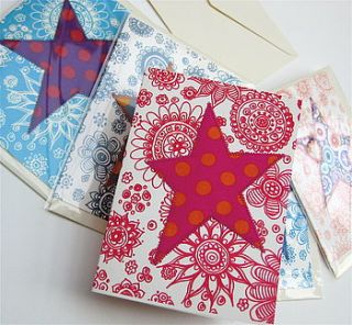 screen printed and fabric star cards by zozos