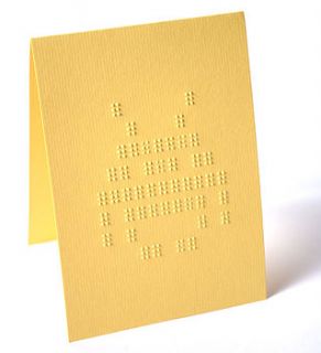 braille space invaders greeting card by bethlaubraille