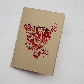 lace heart laser cut greetings card by pogofandango