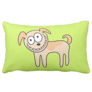 Funny puppy dog cute kids animal cartoon on green throw pillow