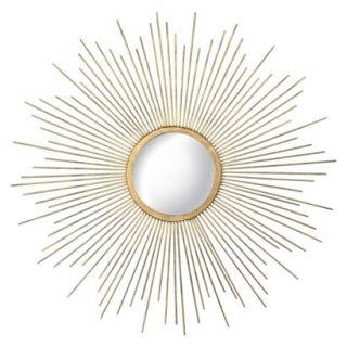 Metal Sunburst Mirror   Aged Gold