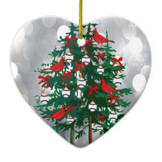 Baseball Christmas Tree with Red Birds Christmas Tree Ornament