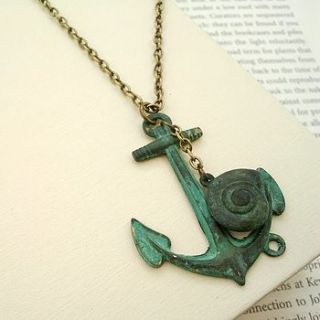 vintage style anchor necklace by hart and bloom