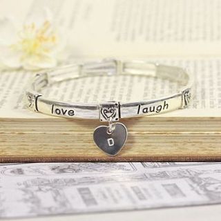 personalised 'live love laugh' heart bangle by lisa angel