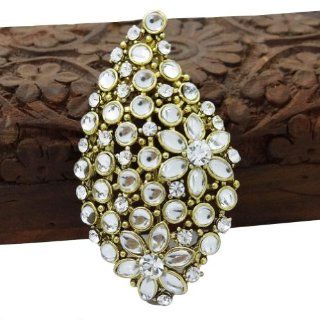 White Acrylic Stone Gold Tone Pin Brooch Indian Women Broach Wedding Party Wear Bridal Costume Jewelry Brooches And Pins Jewelry