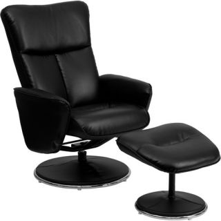 Contemporary Leather Recliner and Ottoman
