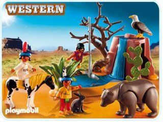 Playmobil 5252 Native American Children with Bear Cave and Waterfall 