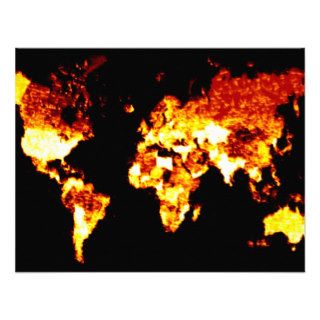 Fiery World Map Illustration Invitations