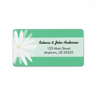 Dark Mint Green & White Daisies Wedding Personalized Address Labels