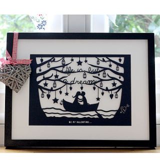romantic rowing boat papercut or print by mimi & mae