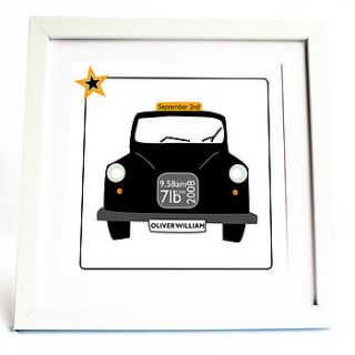 personalised black cab print by spotty n stripy