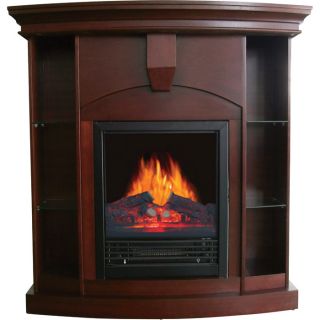 Stonegate Electric Corner Fireplace with Shelves — 5115 BTU, Medium Oak Finish, Model# 900-38
