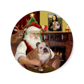 Santa (R)   English Bulldog 1 Stickers