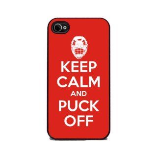 Keep Calm and Puck Off   Hockey   iPhone 4 or 4s Cover, Cell Phone Case   Black Cell Phones & Accessories