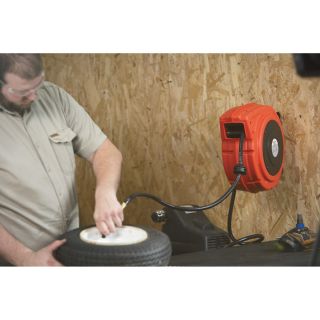 Reelworks Heavy-Duty Spring-Driven Air Hose Reel — With 3/8in. x 50ft. Hose  Air Hoses   Reels