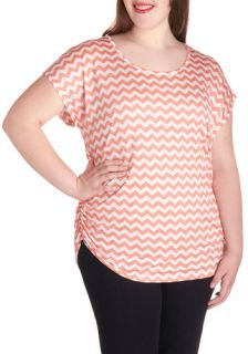 Fly Frequency Top in Coral   Plus Size  Mod Retro Vintage Short Sleeve Shirts