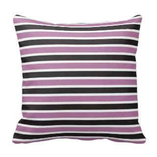Purple Black and White Striped Throw Pillow