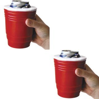 Red Cup Kool Koozie (Set of 2)   Keeps Icey Drinks Cold Insulated Foam Can Holder Kitchen & Dining