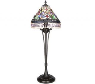 J.J. Peng Stained Glass 31 1/4 Lamp with Beading —