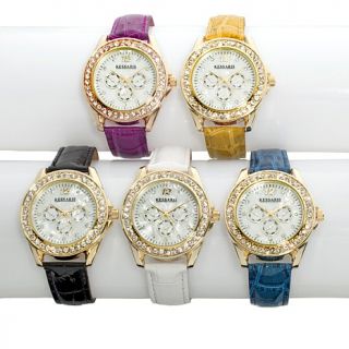 Kessaris Crystal Accented Croco Embossed Set of 5 Watches