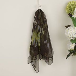 autumn brown butterfly 100% silk scarf by dibor