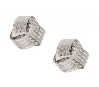 Polished Ribbed Love Knot Stud Earrings 14K Gold —