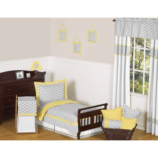 Sweet JoJo Designs Grey and Yellow Zig Zag 5 piece Toddler Bedding Set Sweet Jojo Designs Kids' Comforter Sets