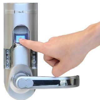 iTouchless Bio Matic Fingerprint Door Lock For Right Hand Door, Silver   Door Levers  