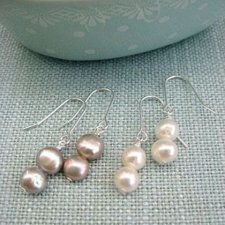 double pearl silver earrings by kathy jobson