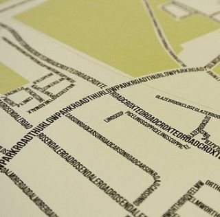 west dulwich typographic street map by place in print