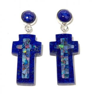 Jay King Lapis and Micro Opal Sterling Silver Cross Earrings