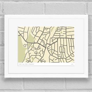 forest hill typographic street map by place in print