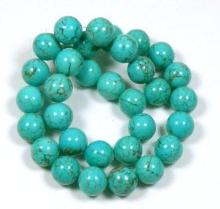 12mm Magnesite Dyed Blue Turquoise (Also Known As White Buffalo Turquoise) Gemstone Round Beads Approx 40cm 15" Loose Strand Semi Precious Stone
