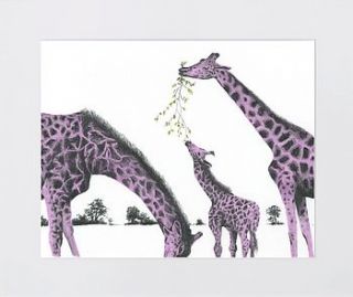 giraffe family giclée print by ethical trading company
