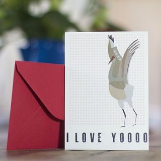 sandhill crane valentine card by laura versus illustration