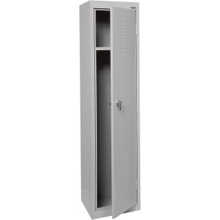 Sandusky Lee Welded Steel Storage Locker — Single Tier, 15in.W x 18in.D x 66in.H, Dove Gray, Model# LF11151866-05  Lockers