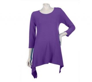 Attitudes by Renee 3/4 Sleeve Tunic with Asymmetric Hem —